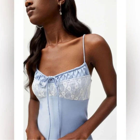 Urban Outfitters Light Blue Lace-Trim Dress - Size S - Picture 2 of 11